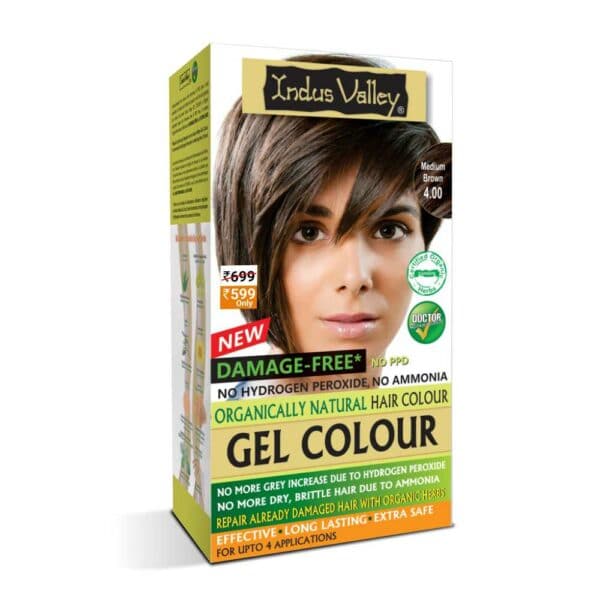 Indus Valley Organically Natural Damage free Gel Hair Color-Medium Brown
